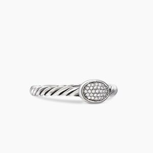AUTHENTIC David Yurman Pavé Oval Cable Ring Sterling Silver SIZE 5
